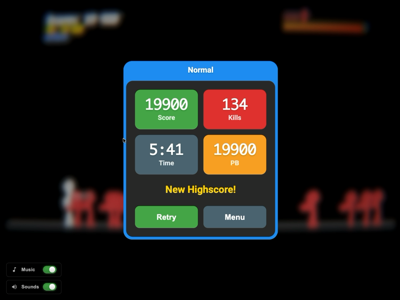 Game over og leaderboard